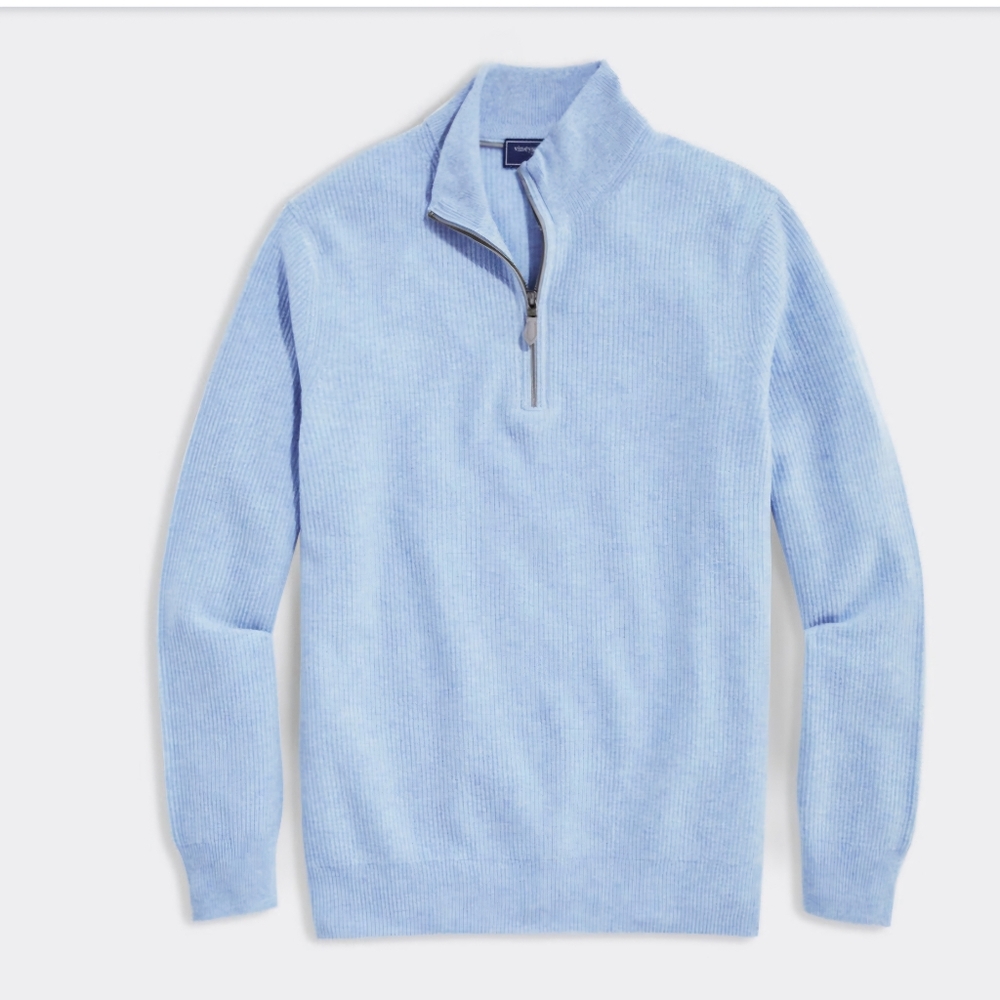 Vineyard Vines Cashmere Blend ¼ Zip Sweater Size XXL Color Aquamarine 😍 - Picture 2 of 11